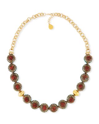 Antiqued Coral Bead Nugget Necklace