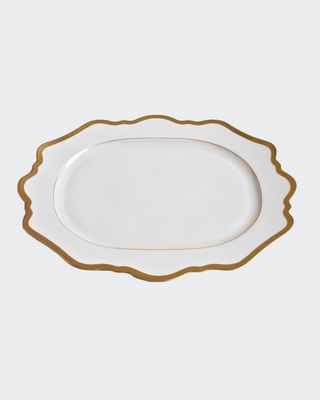 Antiqued White Oval Platter