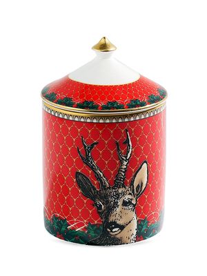 Antler Trellis & Stag Candle with Lid - Red