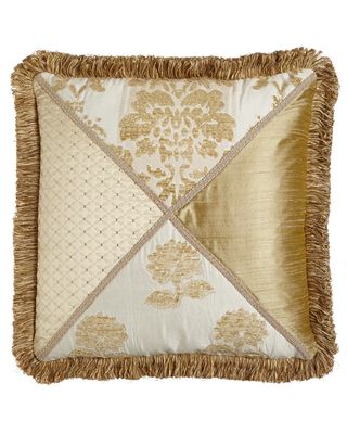 Antoinette Pieced Pillow with Loop Fringe, 20"Sq.