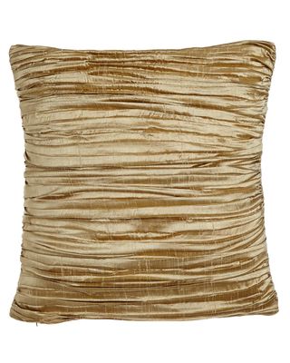 Antoinette Pleated Silk Pillow with Feather/Down Insert, 18"Sq.