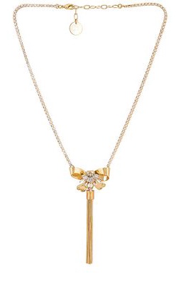 Anton Heunis Bow Tassel Necklace in Metallic Gold.