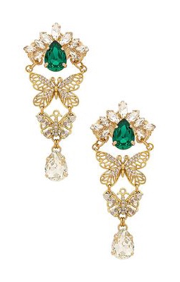 Anton Heunis Butterfly Chandelier Earrings in Metallic Silver.