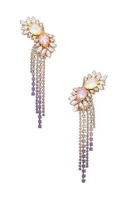 Anton Heunis Cluster & Tassel Earrings in Peach.