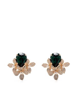 Anton Heunis crystal-embellished floral stud earrings - Green