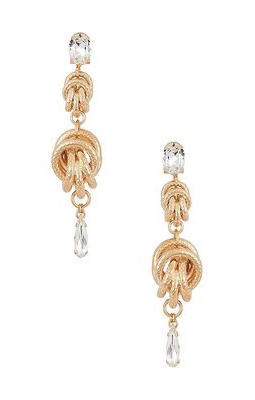 Anton Heunis Double Knot And Tear Drop Earrings in Metallic Gold.