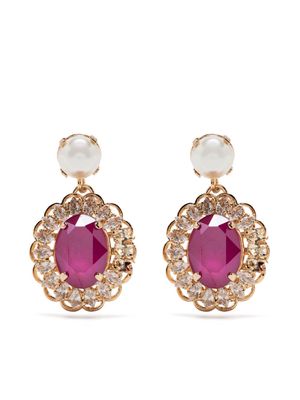 Anton Heunis gold-plated crystal and pearl earring - Purple