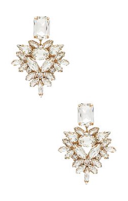 Anton Heunis Octagon Chandelier Earrings in Metallic Silver.