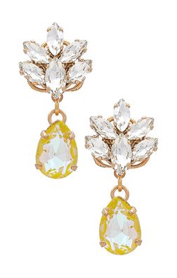 Anton Heunis Omega Clasp Crystal Cluster Earrings in Yellow.