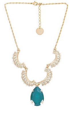 Anton Heunis Pave Feathers Pendant Necklace in Metallic Gold.
