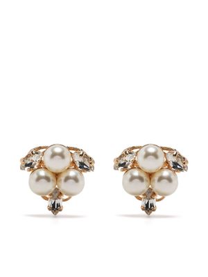 Anton Heunis pearl and crystal stud earring - Gold