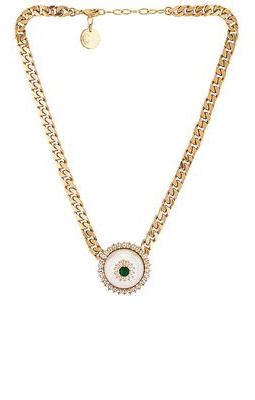 Anton Heunis Pearl Dome Medal Necklace in Metallic Gold.