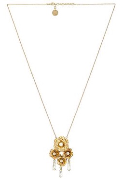 Anton Heunis Rose Cluster Pendant Necklace in Metallic Gold.