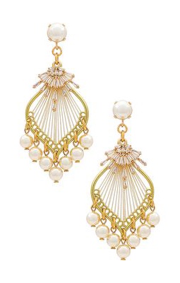 Anton Heunis Woven Chandelier Earrings in Cream.