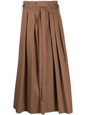 Antonelli belted box-pleat midi skirt - Brown