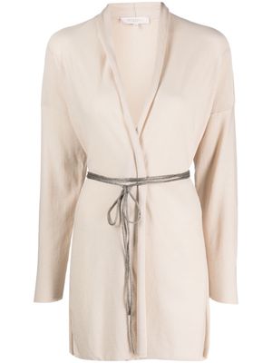Antonelli belted-waist cotton cardigan - Neutrals