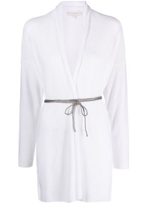 Antonelli belted-waist cotton cardigan - White