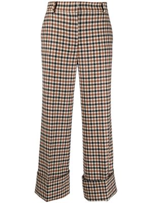 Antonelli check-pattern cropped trousers - Brown