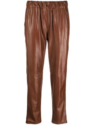 Antonelli fake-leather pantalone - Brown