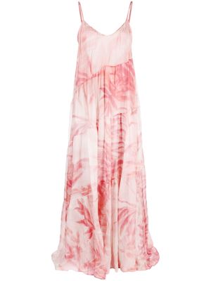 Antonelli leaf-print tonal maxi dress - Pink