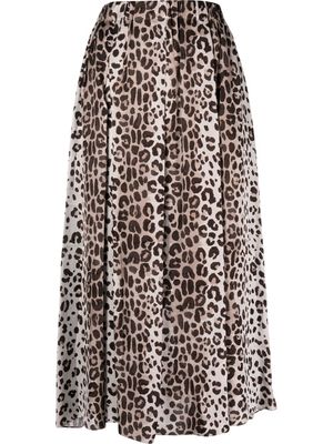 Antonelli leopard-print pleated midi skirt - Neutrals