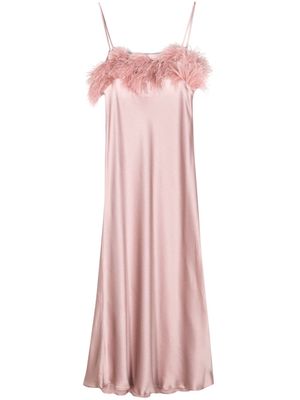 Antonelli Ligorio feather-trim midi dress - Pink