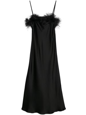 Antonelli Ligorio feather-trim satin dress - Black