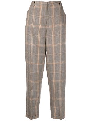 Antonelli plaid-pattern linen trousers - Brown