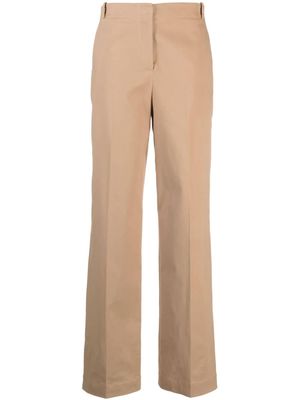 Antonelli pressed-crease cotton-blend flared trousers - Brown