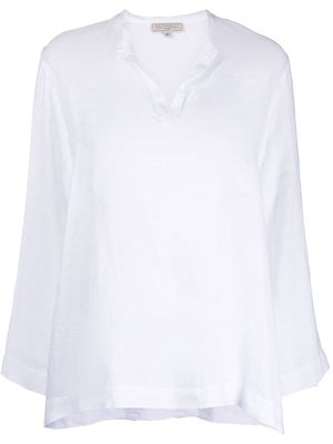 Antonelli round split-neck linen blouse - White