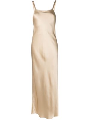 Antonelli side-slit satin dress - Gold