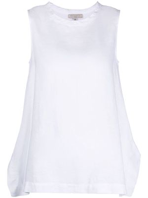 Antonelli sleeveless round-neck linen top - White