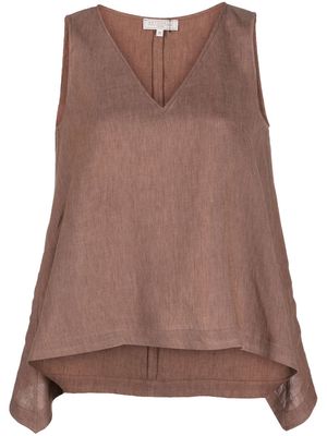Antonelli sleeveless V-neck linen top - Brown