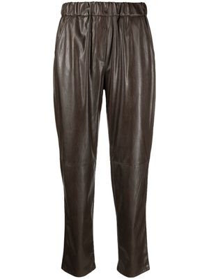 Antonelli tapered faux leather trousers - Brown