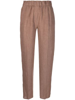 Antonelli tapered linen trousers - Brown