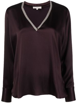 Antonelli V-neck long-sleeve blouse - Purple