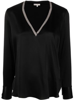 Antonelli V-neck silk-blend blouse - Black