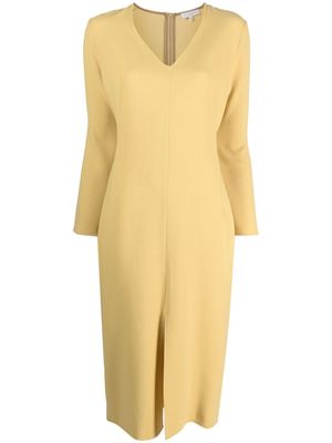 Antonelli wide-sleeve V-neck midi dress - Yellow