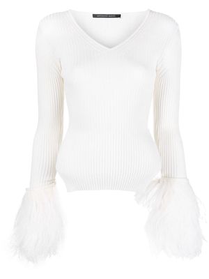 Antonino Valenti feather-detail rib-knit jumper - White