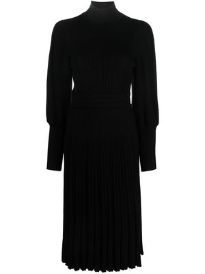 Antonino Valenti long puff-sleeve knitted midi dress - Black