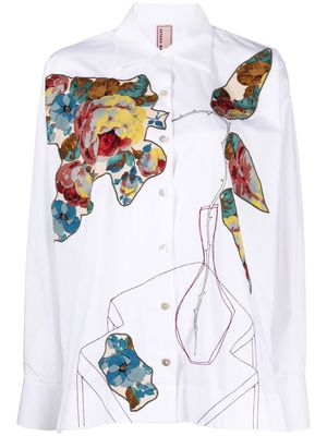 Antonio Marras abstract-print long-sleeve blouse - White