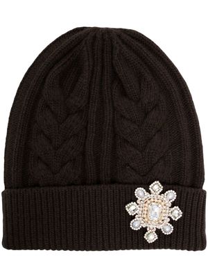 ANTONIO MARRAS crystal-embellished cable-knit beanie - Brown