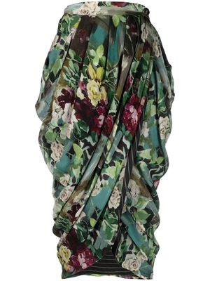 Antonio Marras floral-print draped midi skirt - Green