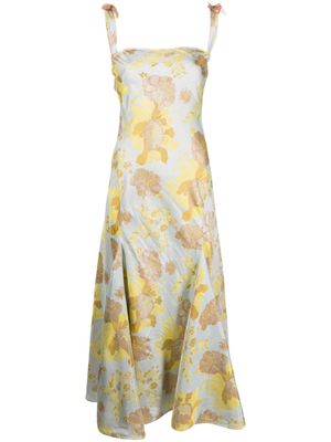 Antonio Marras floral-print flared midi dress - Yellow