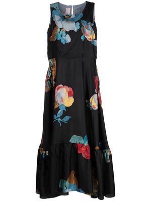 Antonio Marras floral-print sleeveless silk dress - Black