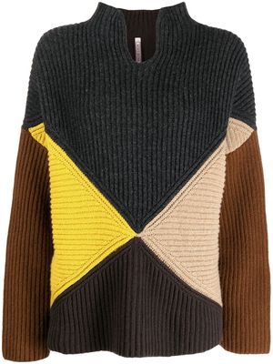 ANTONIO MARRAS panelled ribbed sweater - Brown