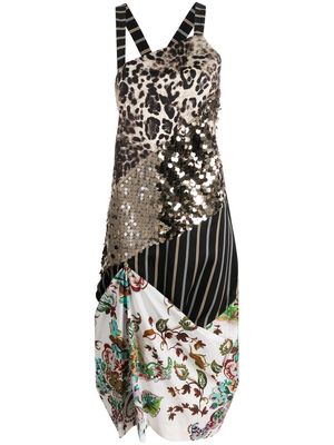 Antonio Marras patchwork-style patterned midi dress - Brown