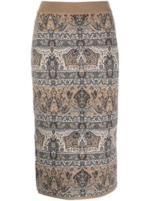 Antonio Marras patterned-knit midi skirt - Neutrals