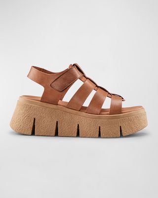 Antony Caged Leather Wedge Sandals