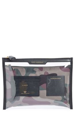 Anya Hindmarch Camo Print Safe Deposit Pouch in Clear/Camo Green